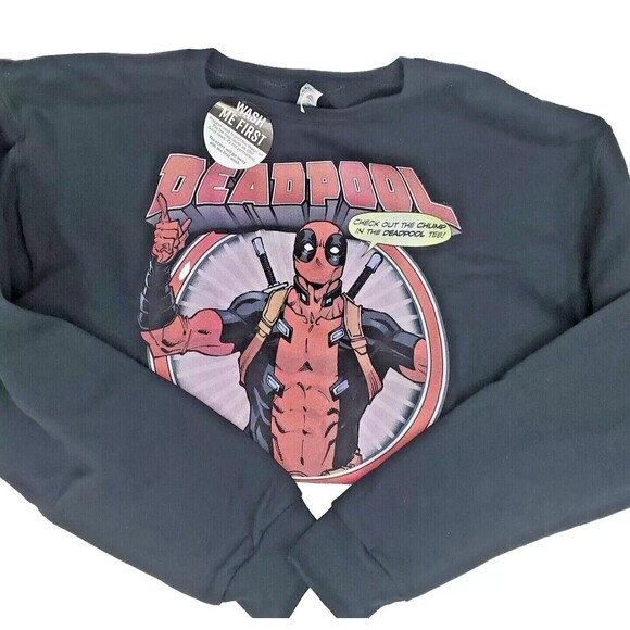 Jerzees x Hot Topic 'Check Out Chump In Deadpool Tee'-Men Med-Graphic Sweatshirt - Picture 2 of 5